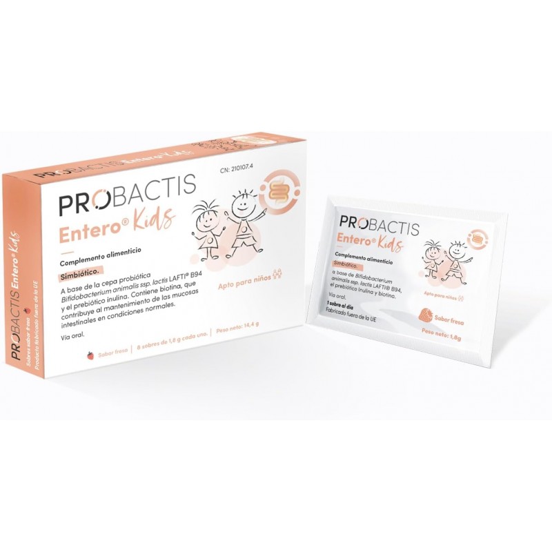 PROBACTIS ENTERO KIDS 8 SOBRES 1,8 G SABOR FRESA