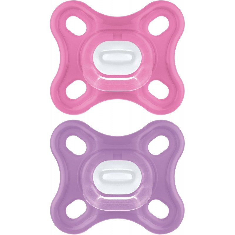 MAM CHUPETE SILICONA  COMFORT 0-3 MESES PACK DOBLE ROSA + MORADO