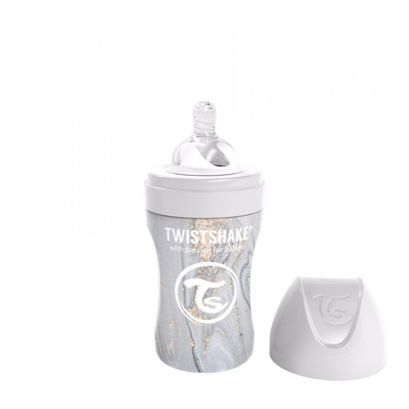 TWISTSHAKE BIBERON ANTICOLICO ACERO GRIS 260ML