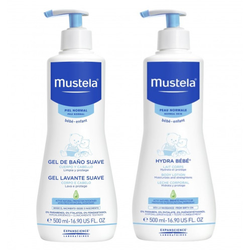 MUSTELA BABYGEL 750 ML+ HYDRABEBE 500ML PACK