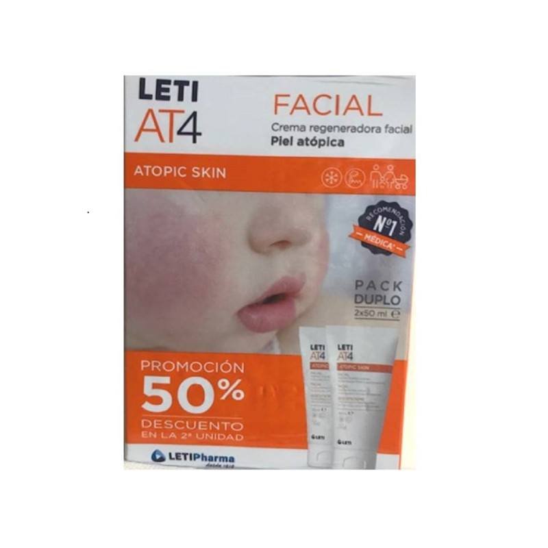 LETI AT-4 PACK DUPLO CR FACIAL 50 ML+2ª UD 50%DT