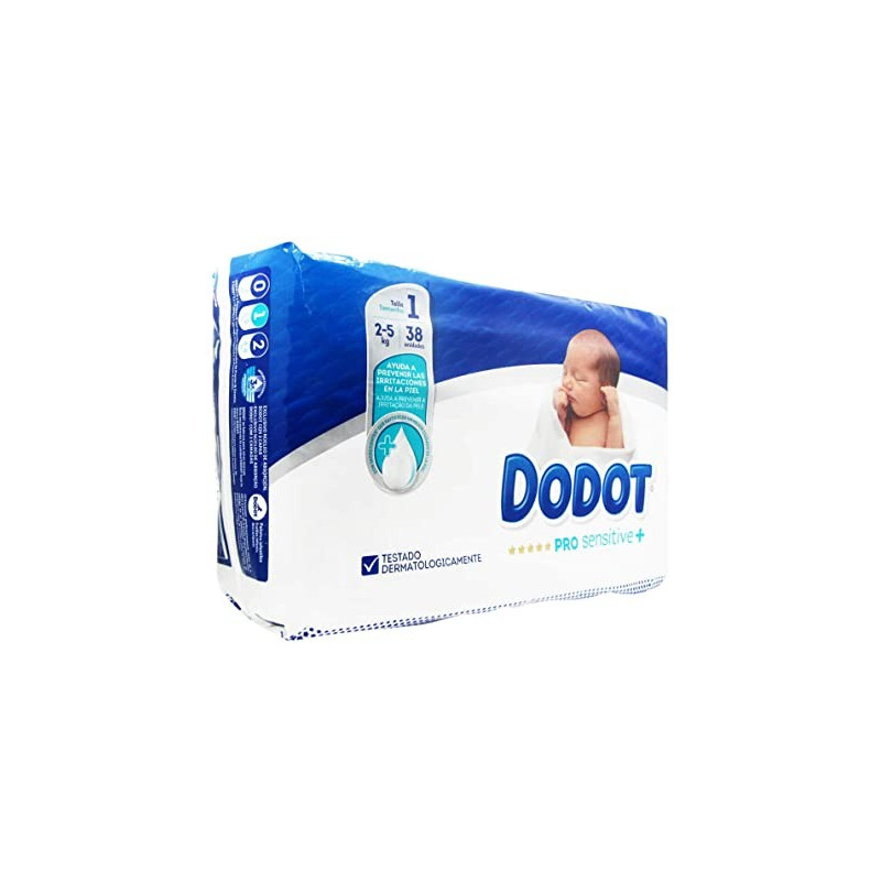 DODOT PAÑAL INFAN  PRO SENSITIVE T-1 2-5 KG 38 U