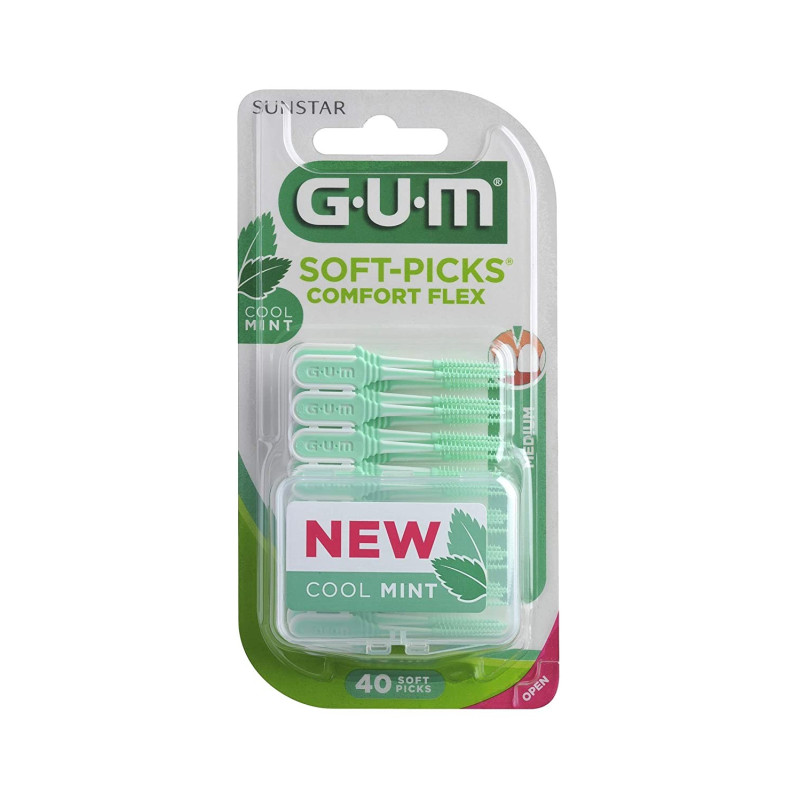 GUM SOFT PICKS COMFORT FLEX MEDIUM COOL MINT 40U
