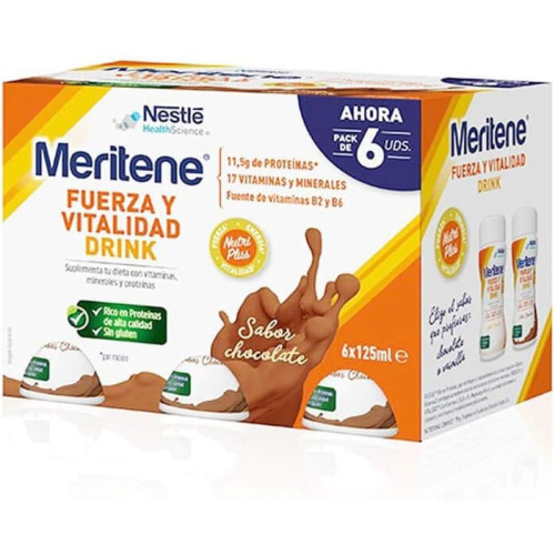 MERITENE FUERZA Y VITALIDAD DRINK PACK 6 UN.CHOCOLATE