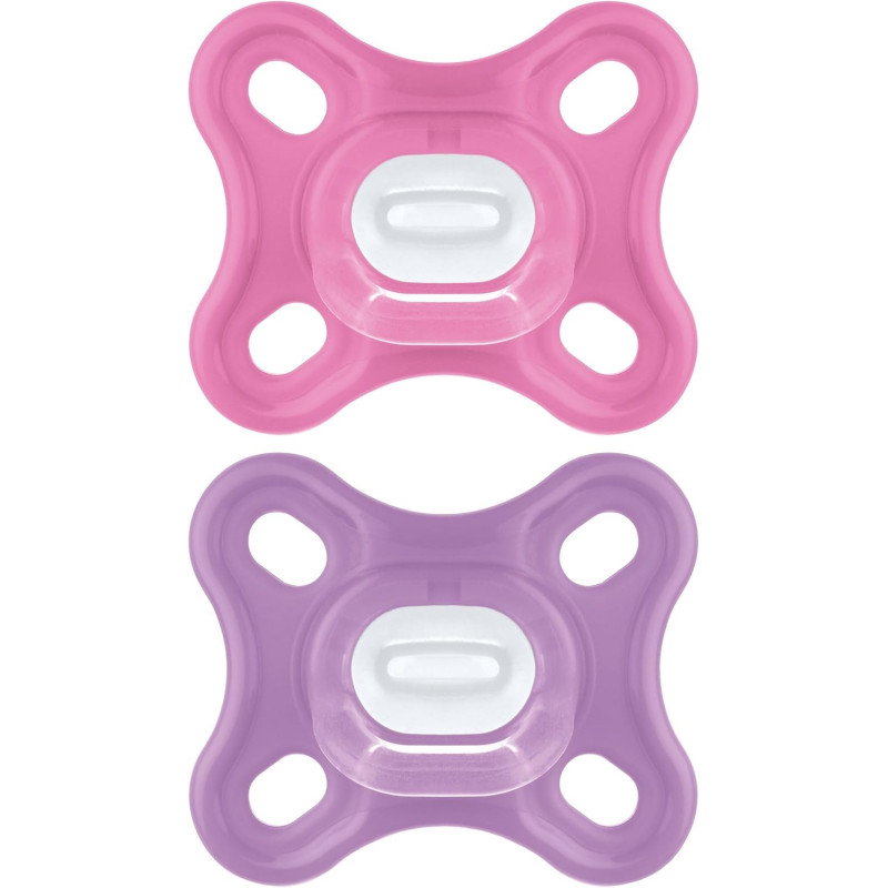 MAM CHUPETE SILICONA  COMFORT 0-3 MESES PACK DOBLE ROSA + MORADO