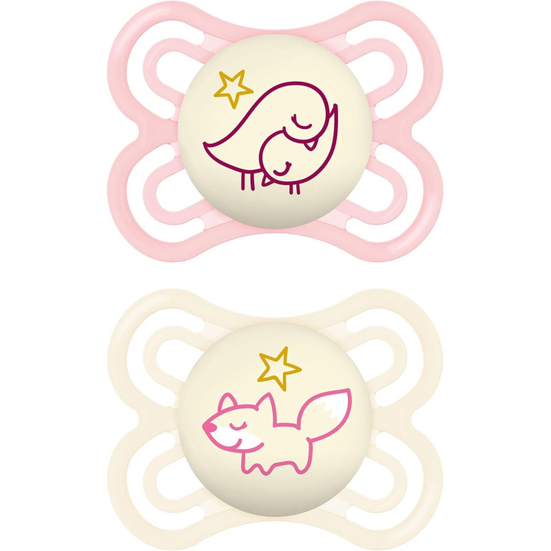 MAM PERFECT CHUPETE SILICONA  NIGHT 2 - 6 M ROSA 2 UD