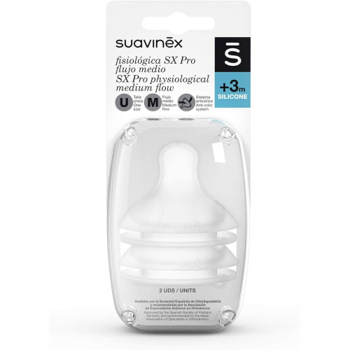 SUAVINEX TETINA SILICONA FISIOLOGICA FLUJO M 2U
