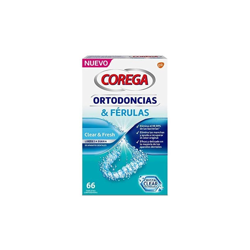 COREGA TABLETAS LIMPIA ORTODONCIA & FERULAS 66U