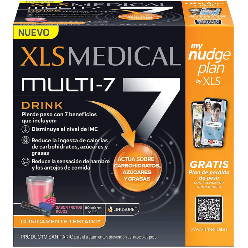 XLS MEDICAL MULTI 7 DRINK 60 SOB FRUTOS ROJOS