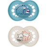 MAM ORIGINAL CHUPETE SILICONA FISIOLOGICO +6M PACK 2UD AZUL + GRIS CLARO