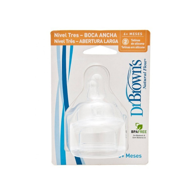 DR BROWN TETINA SILICONA BOCA ANCHA NIVEL 3 2 U