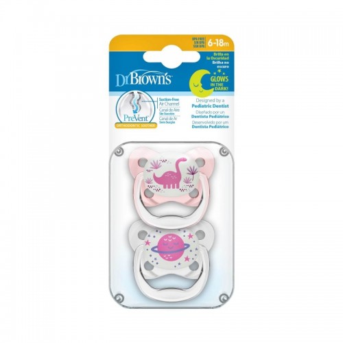 DR BROWNS CHUPETE SILI NOCT PREVENT 6-18 2U ROSA