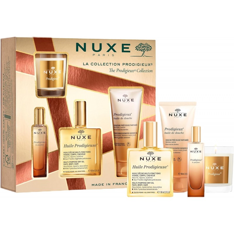 NUXE COFRE  HUILE 100ML + GEL + PERFUM  + VELA